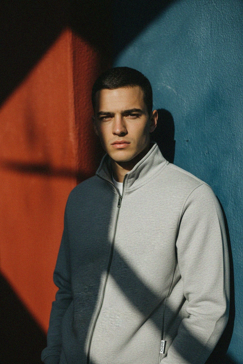 Casual Grey Full-Zip Sweatshirt photo 3