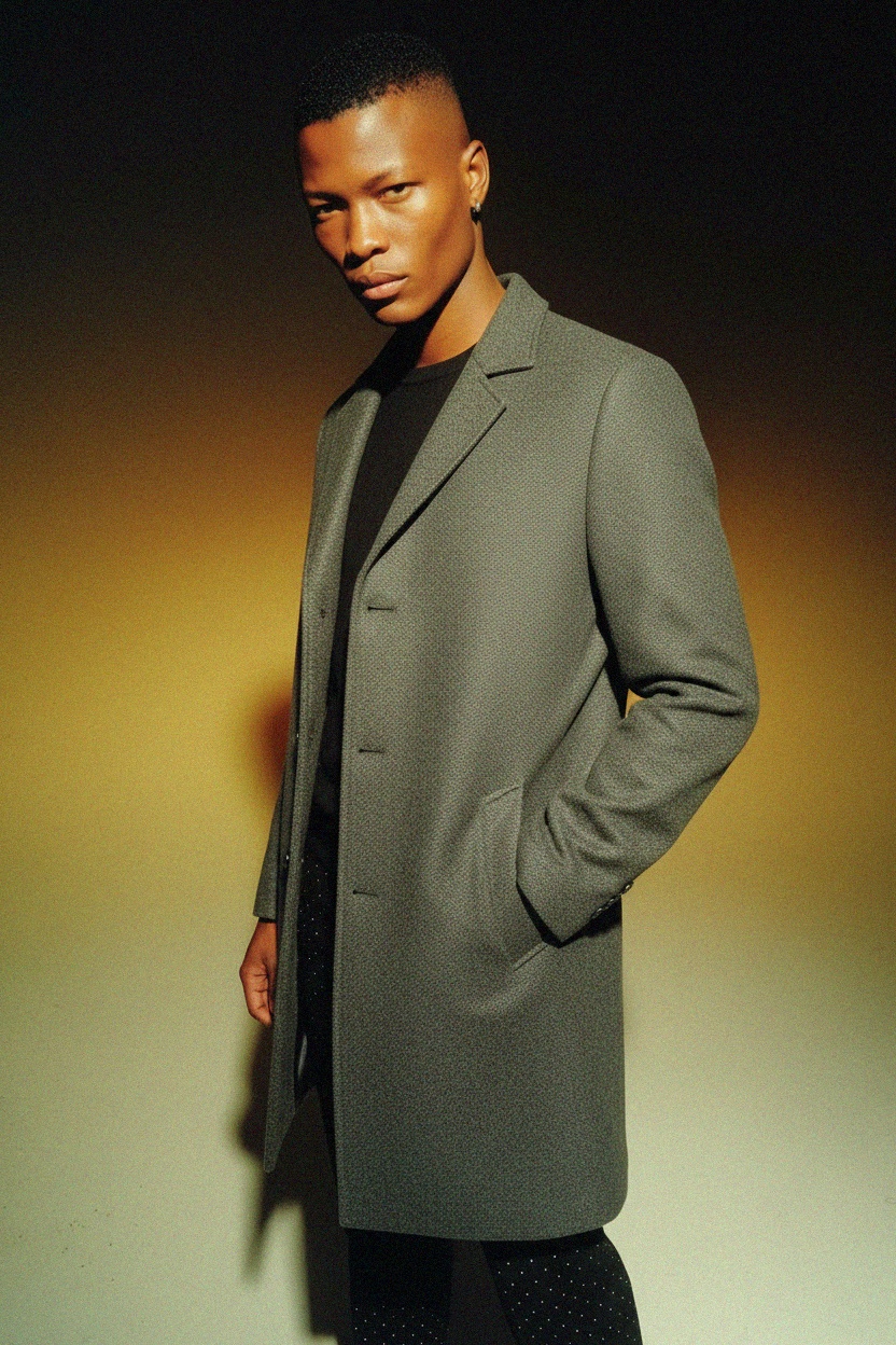 Classic Grey Mid-Length Coat photo 2