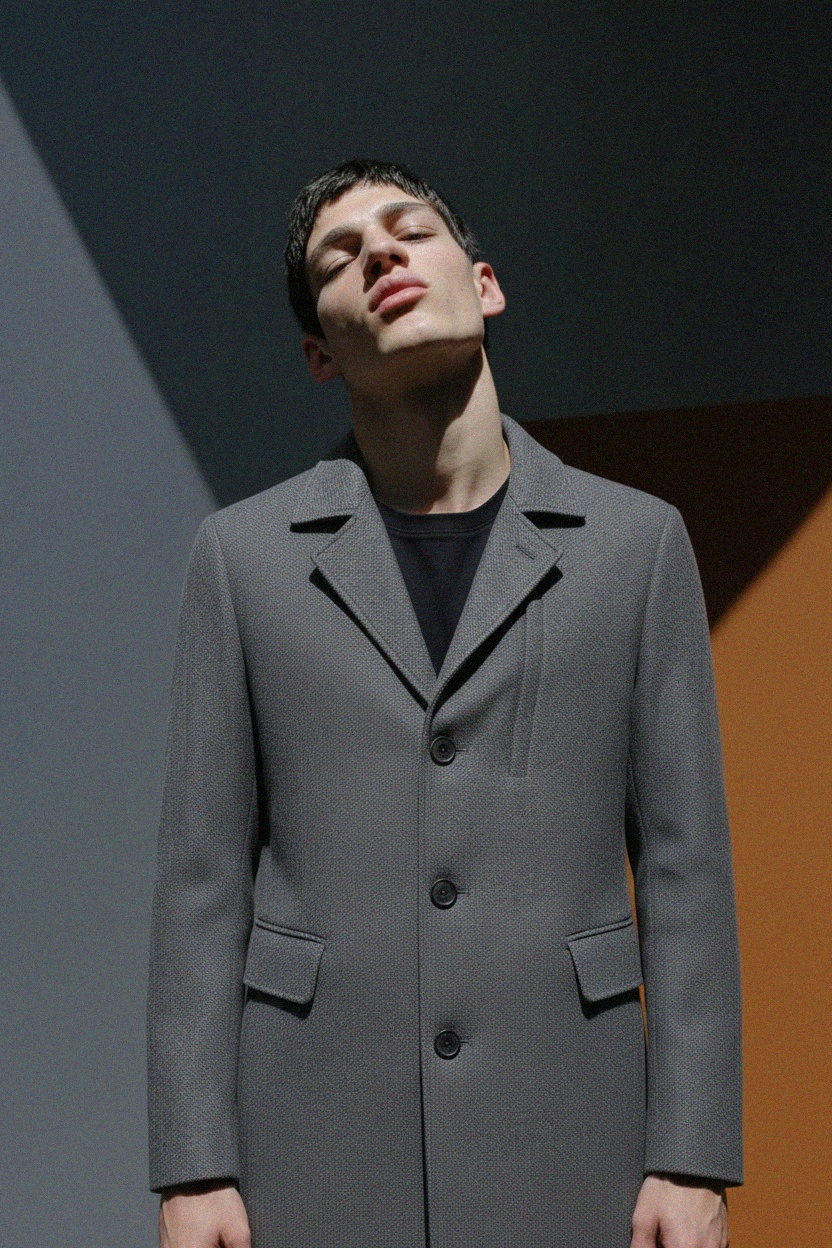 Classic Grey Mid-Length Coat photo 3