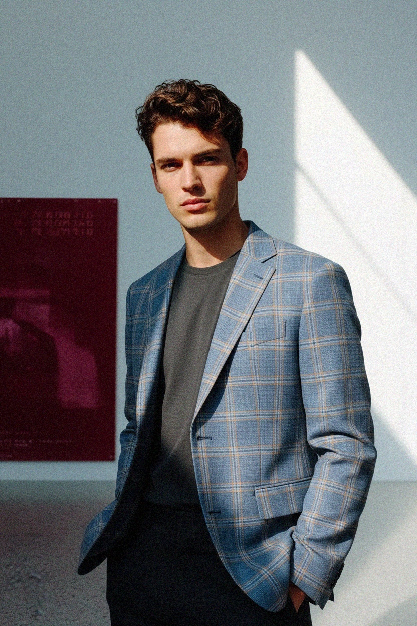 Blue Plaid Blazer for Versatile Styling photo 3