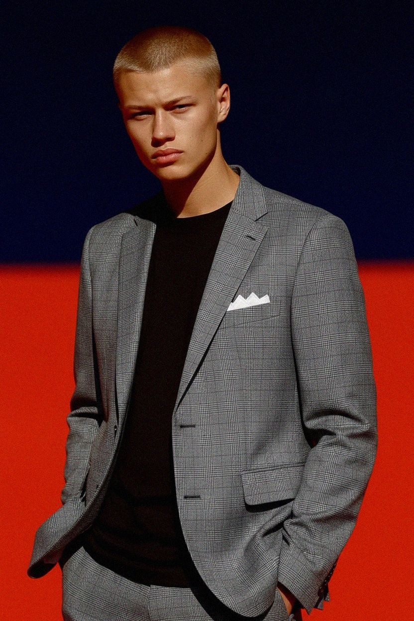 Stylish Grey Plaid Blazer photo 3