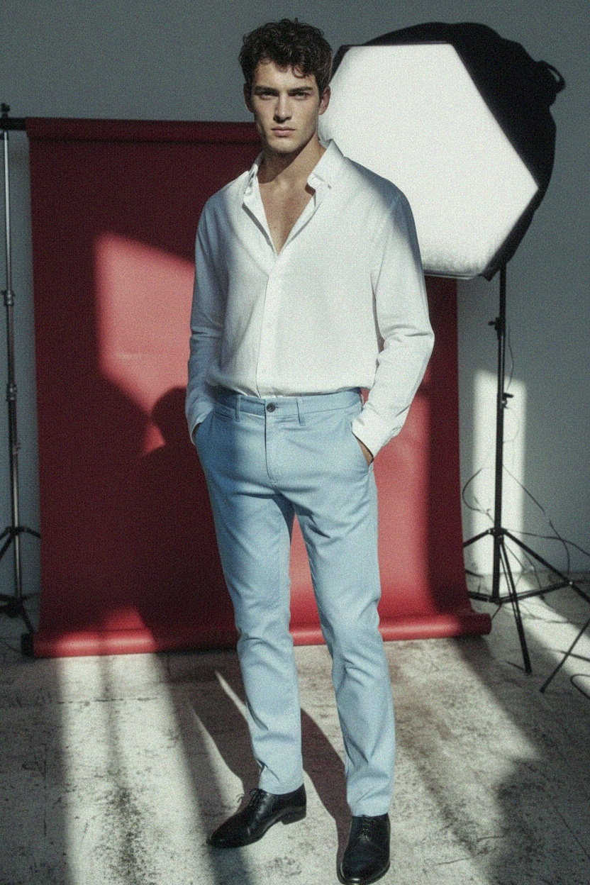 Light Blue Slim Fit Chino Pants photo 3