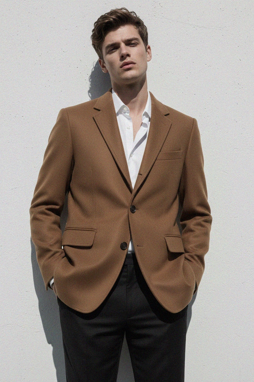 Classic Brown Single-Breasted Overcoat photo 3