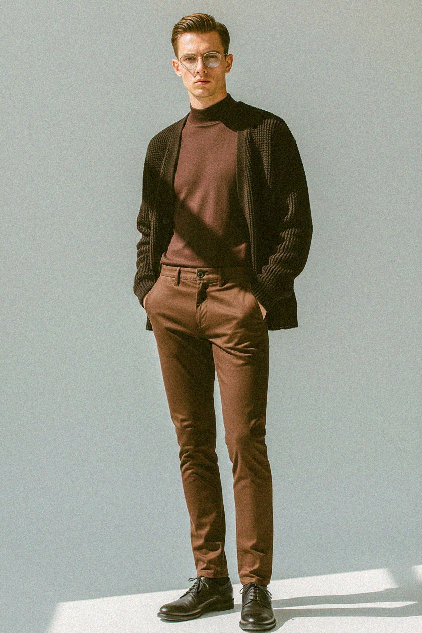 Classic Brown Slim Fit Pants photo 3