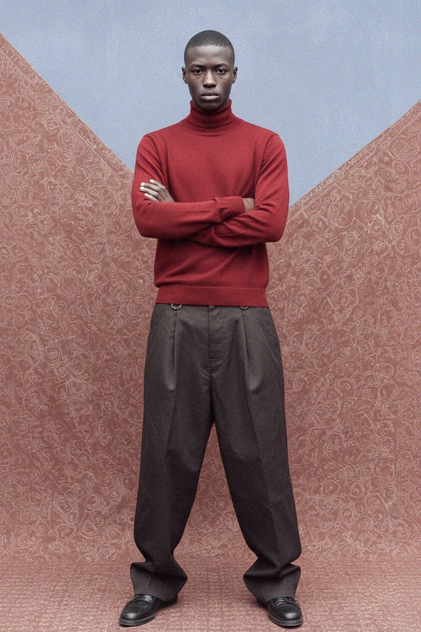 Red Turtleneck Knit Sweater photo 3