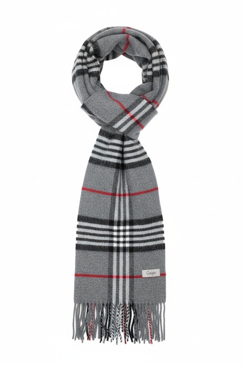 Classic Plaid Scarf with Fringed Edges photo 1