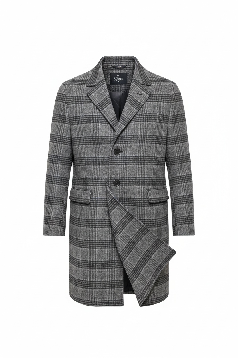 Stylish Grey Plaid Overcoat photo 1