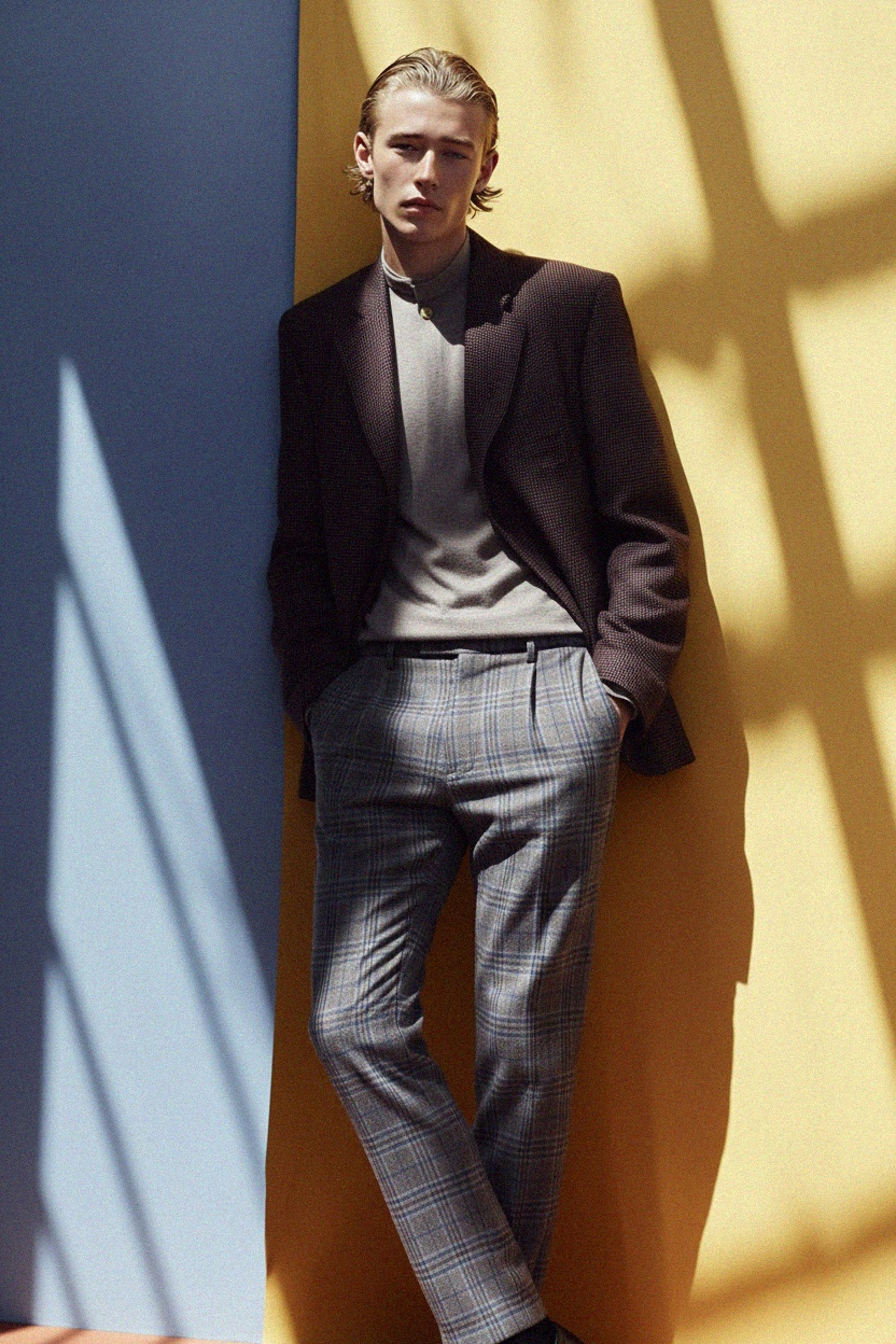 Slim Fit Plaid Trousers photo 3