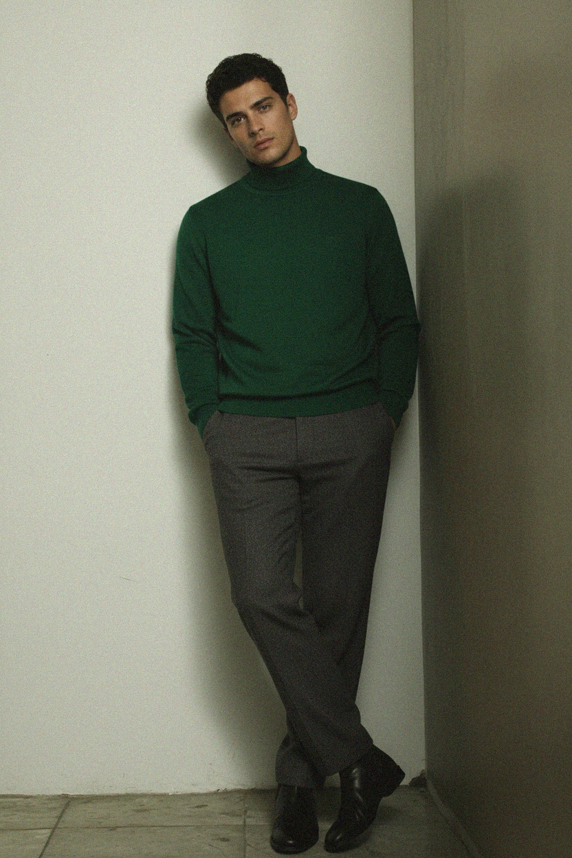 Classic Green Turtleneck Sweater photo 2