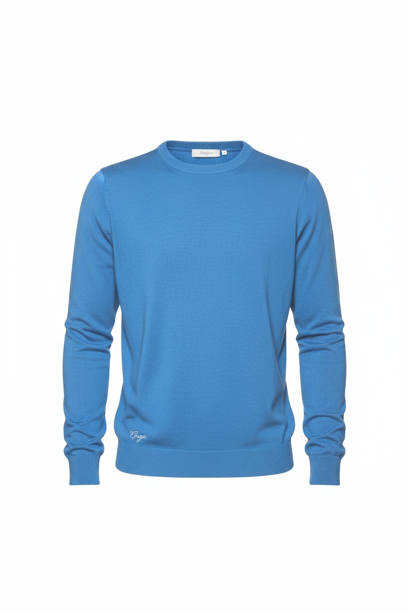 Classic Blue Crew Neck Knit Sweater photo 1