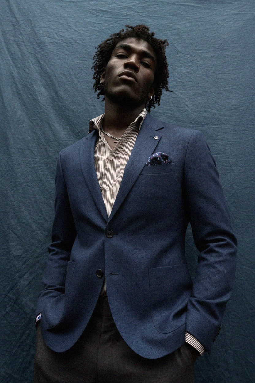 Textured Blue Blazer for Smart Casual Style photo 3