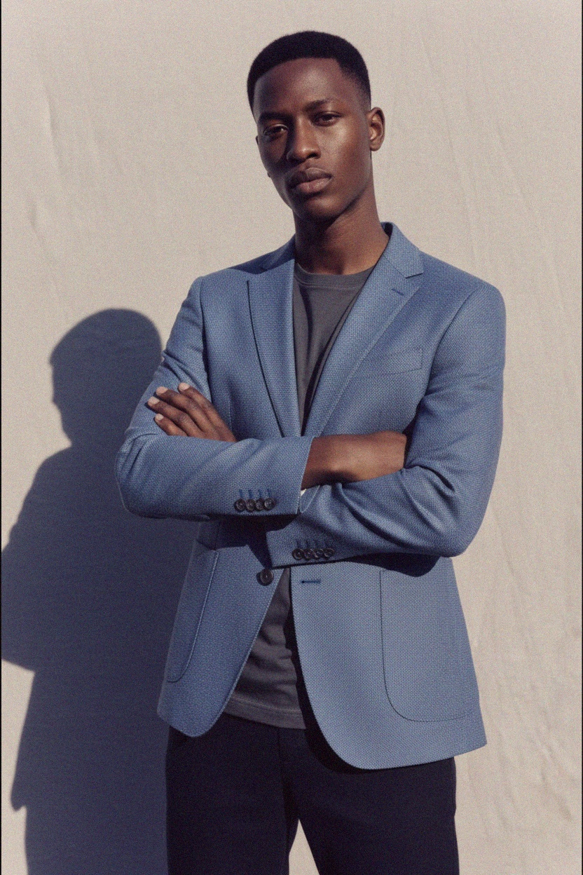 Textured Blue Blazer photo 2