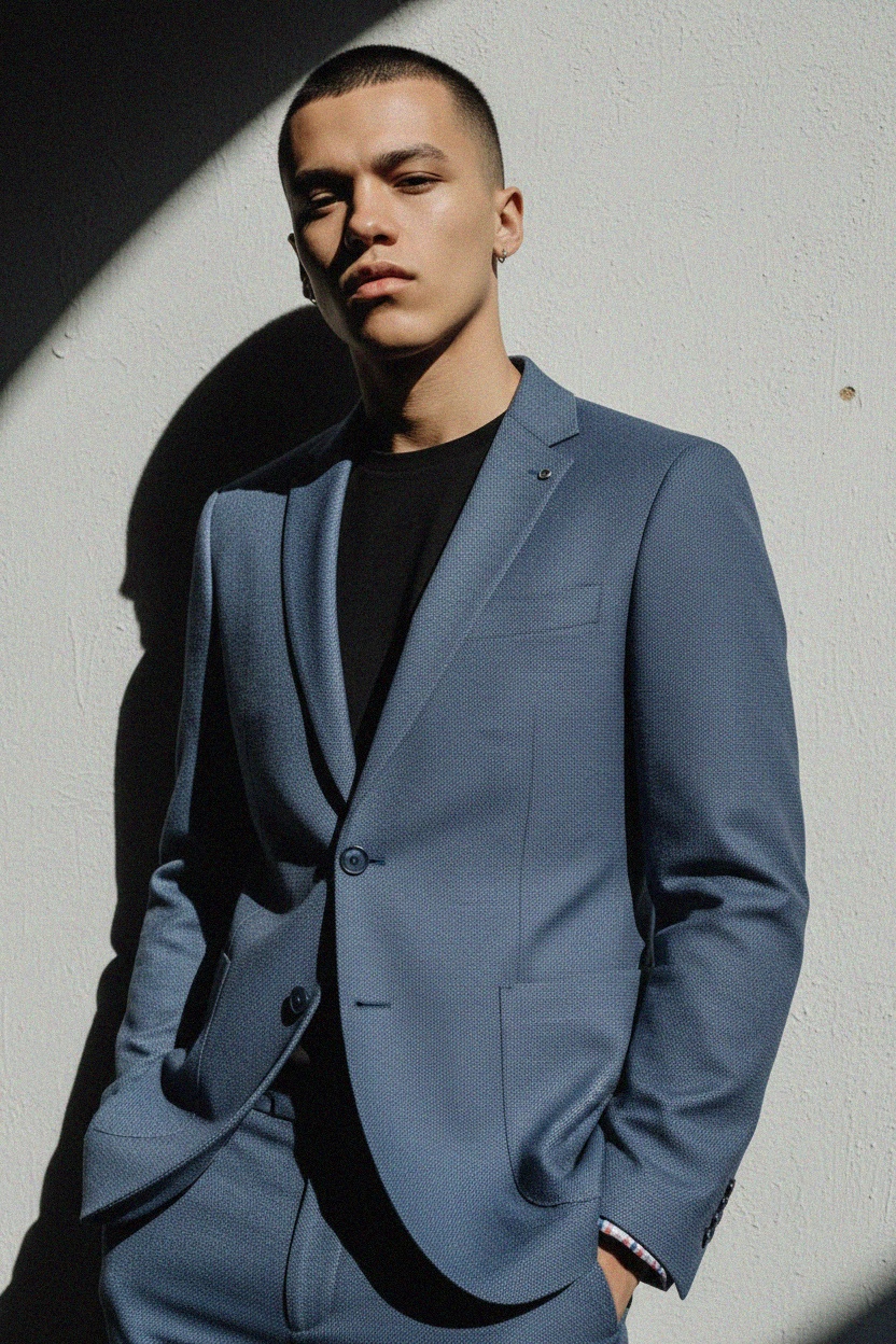 Textured Blue Blazer photo 3