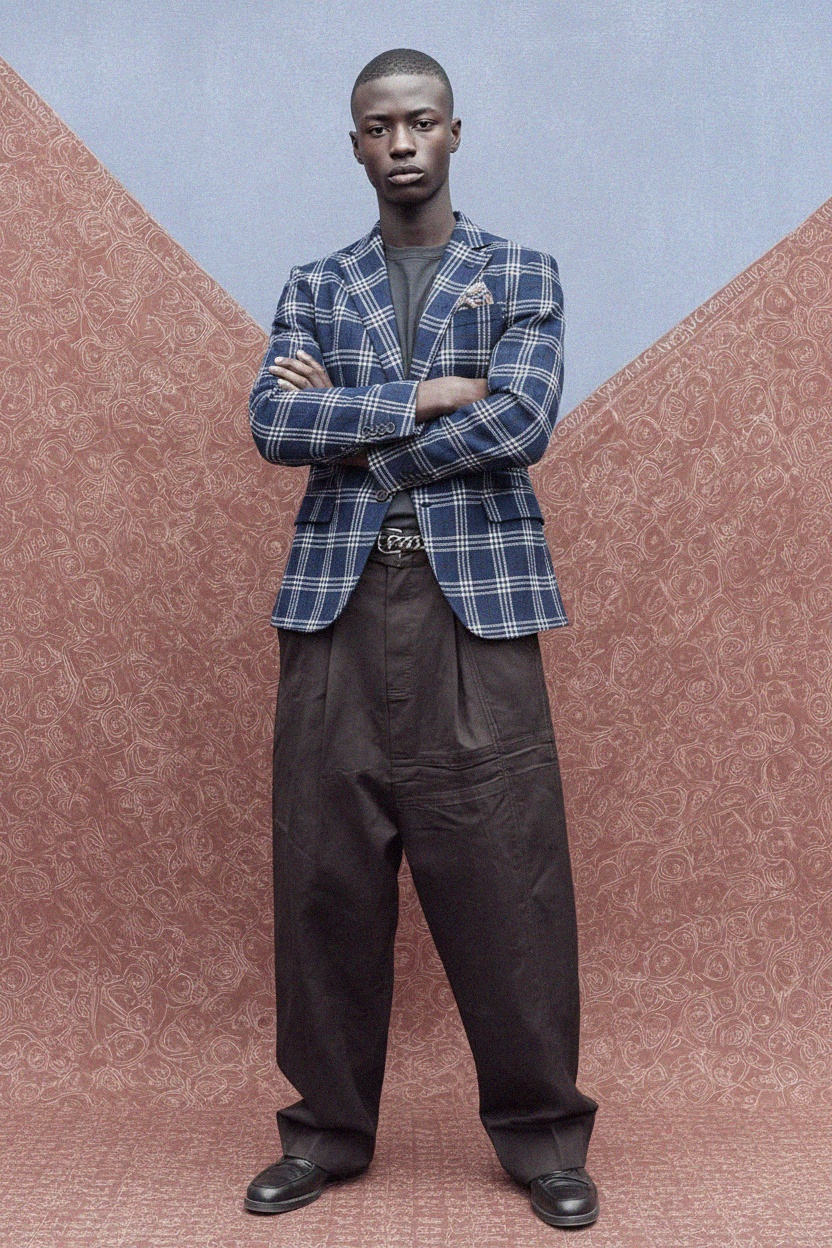 Textured Blue Plaid Blazer photo 2