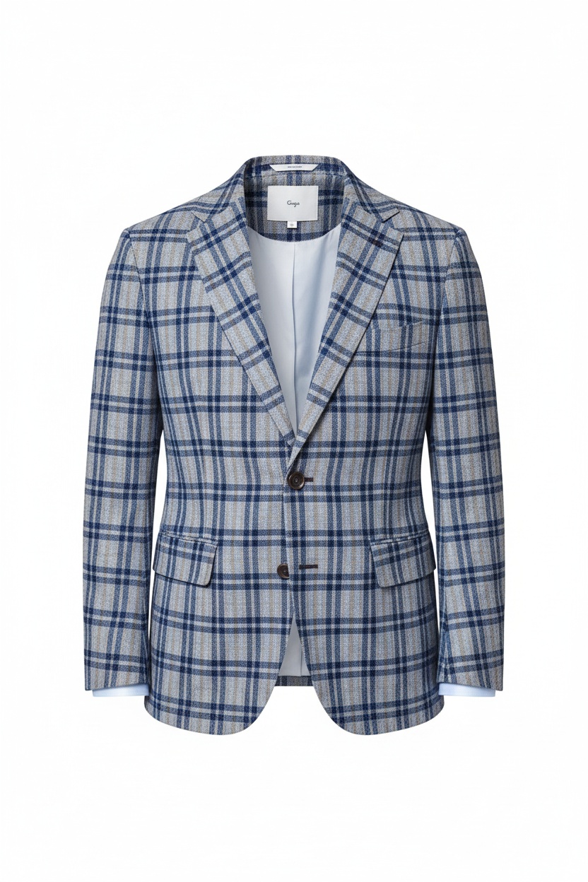 Stylish Plaid Blazer with Distinctive Pattern photo 1