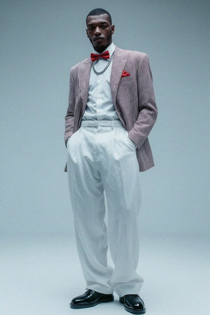 Red Polka Dot Bow Tie & Pocket Square Set by LANCERTO photo 3