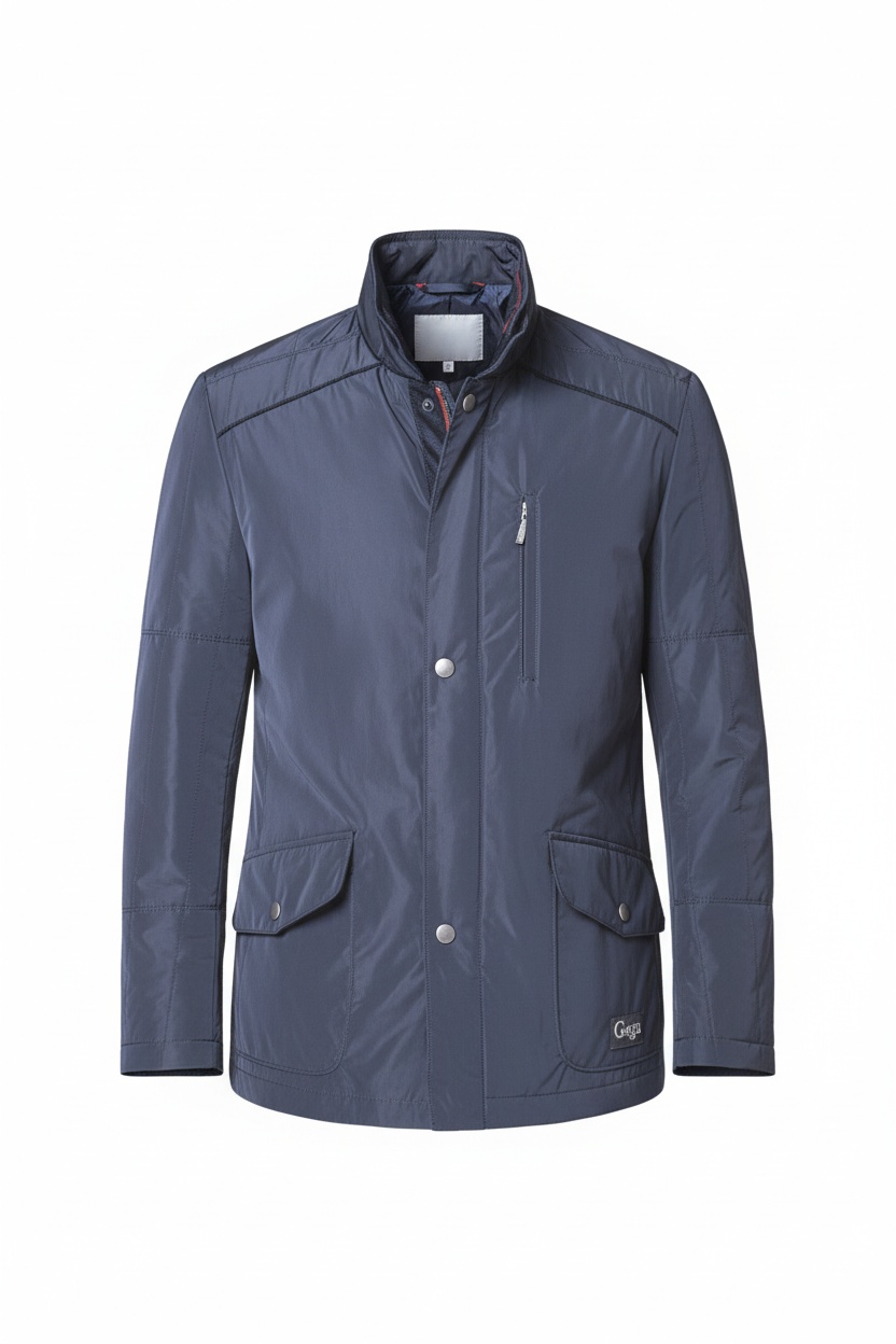 Navy Stand Collar Jacket with Utility Pockets photo 1