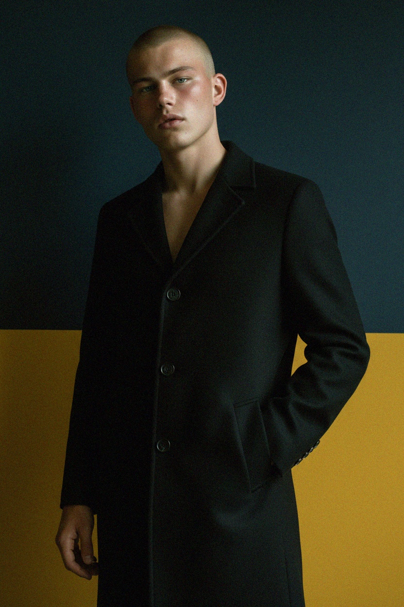 Classic Black Single-Breasted Coat photo 3