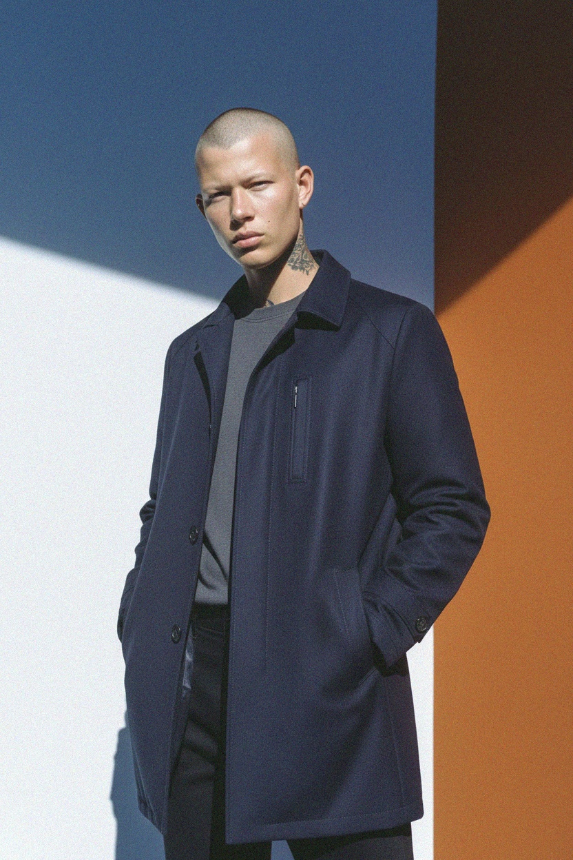 Classic Navy Regular Fit Coat photo 3