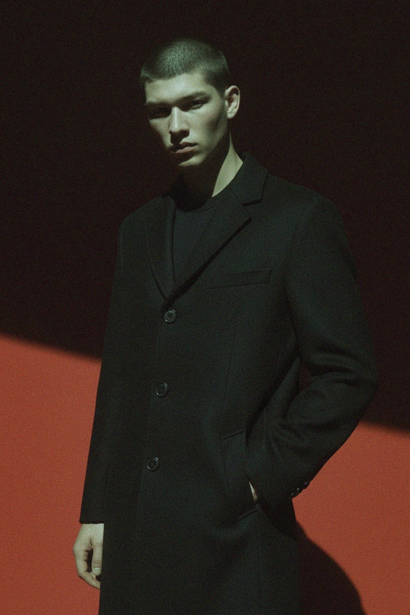 Classic Black Single-Breasted Overcoat photo 3