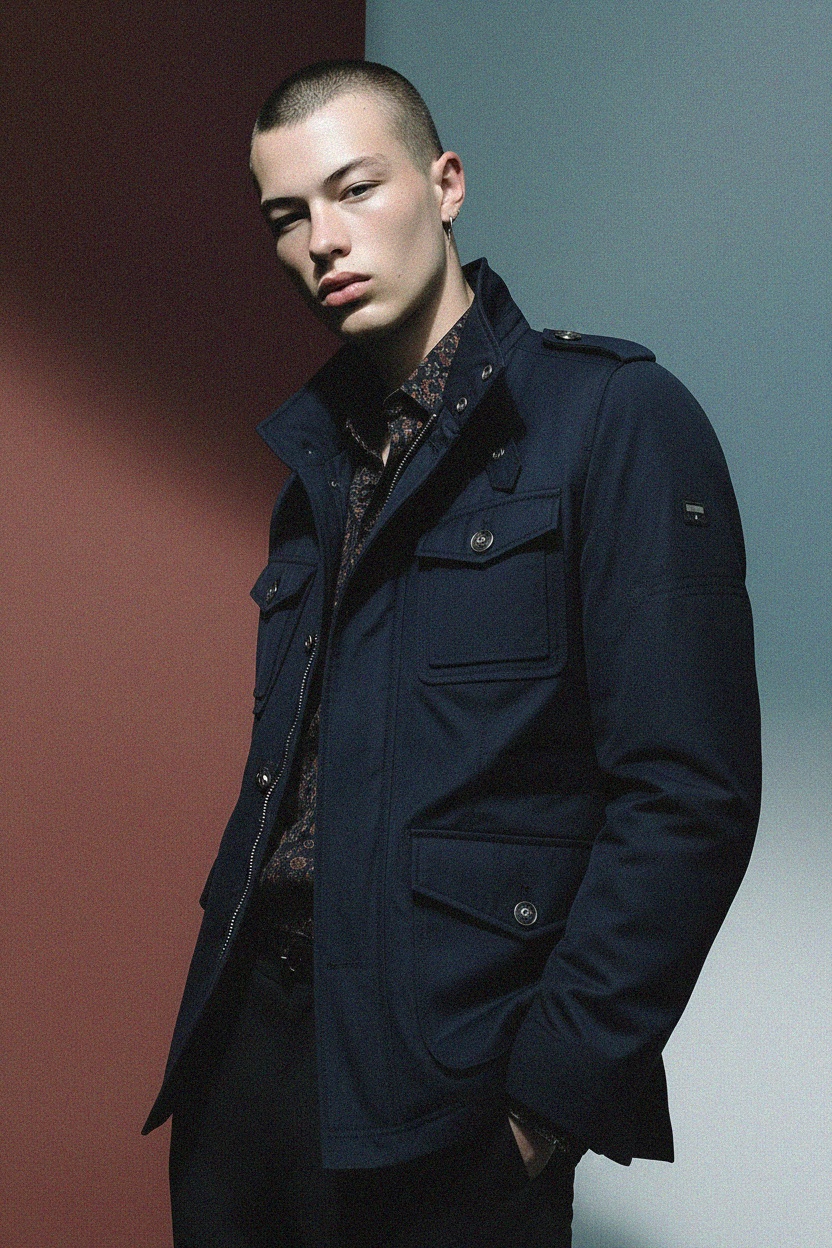 Navy Blue Utility Field Jacket photo 2