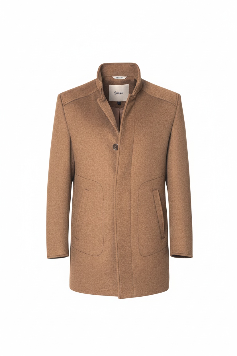 Classic Brown Wool Blend Overcoat photo 1