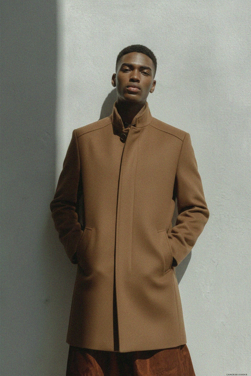 Classic Brown Wool Blend Overcoat photo 2