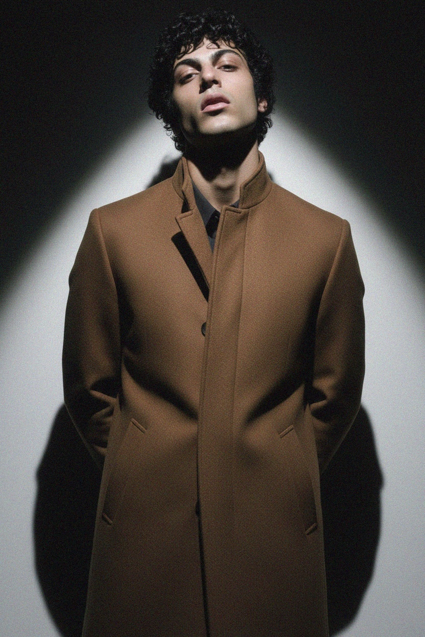 Classic Brown Wool Blend Overcoat photo 3