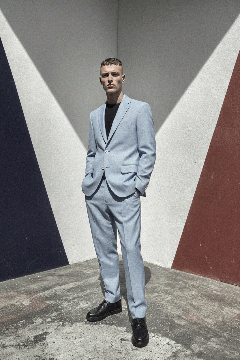 Textured Light Blue Blazer photo 2