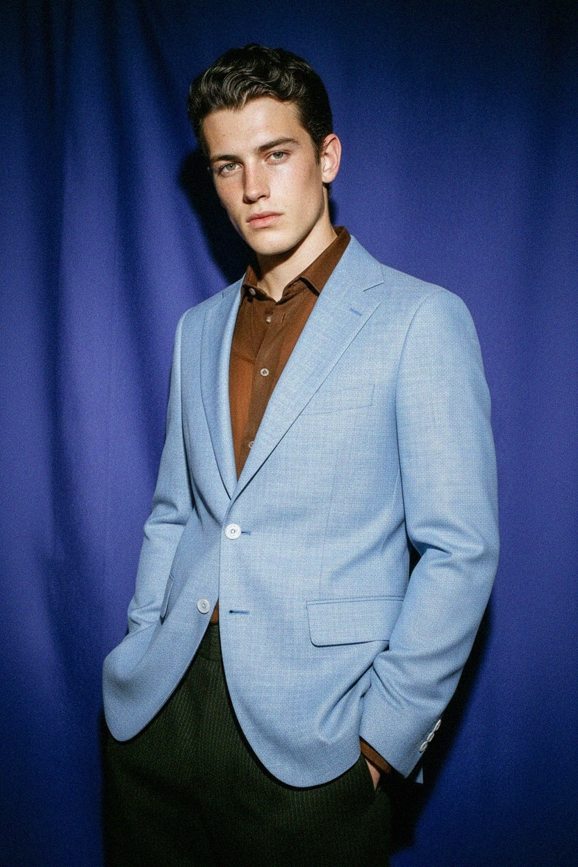 Textured Light Blue Blazer photo 3