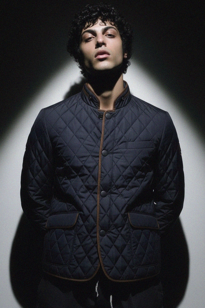 Navy Diamond Quilted Jacket photo 3