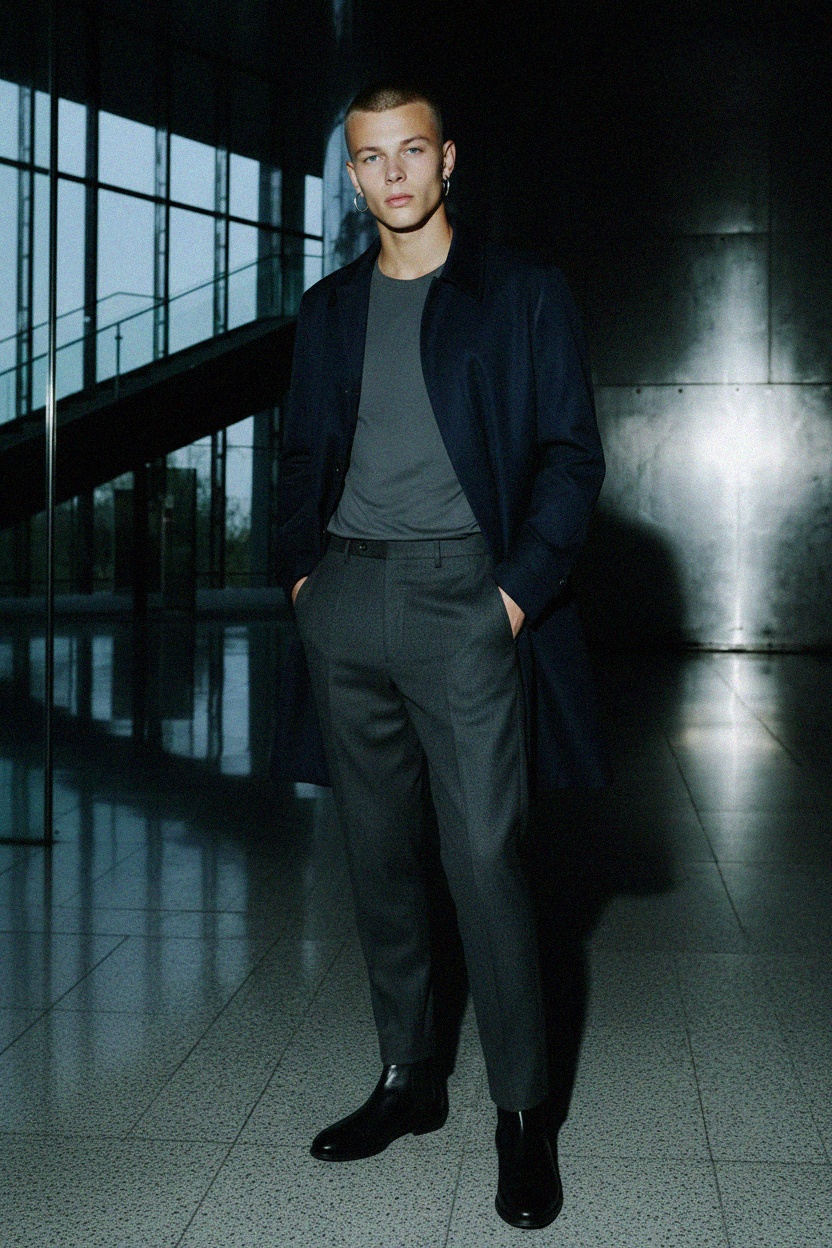 Classic Dark Blue Mac Coat photo 3