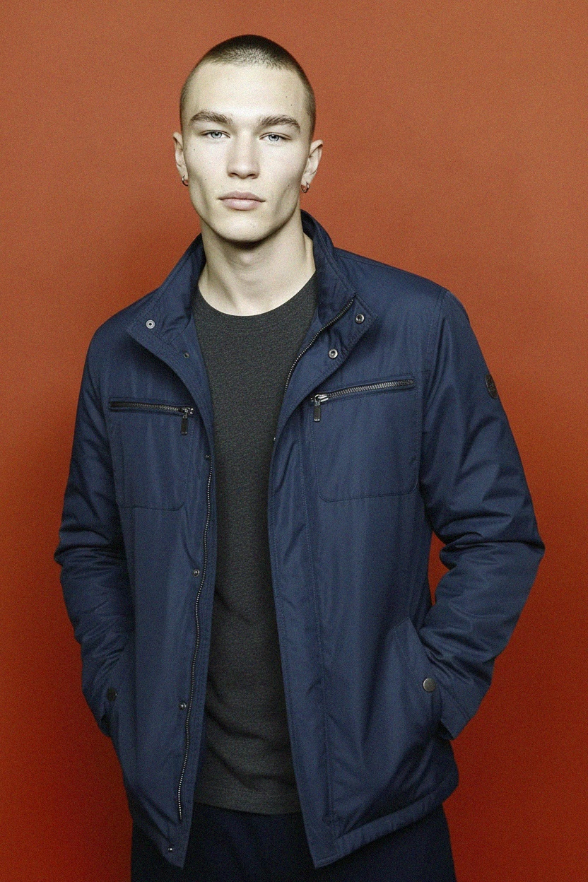 Blue Multi-Pocket Casual Jacket photo 3