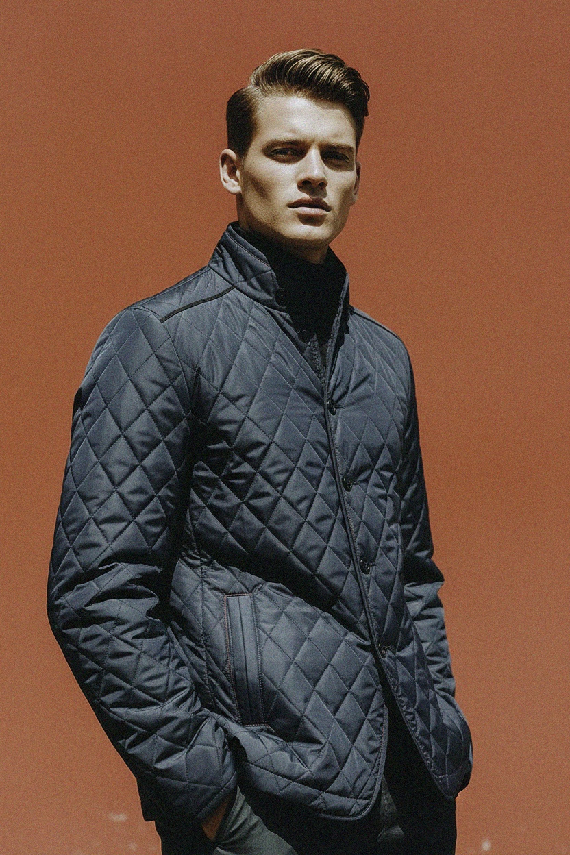 Diamond Quilted Jacket with Stand Collar photo 2