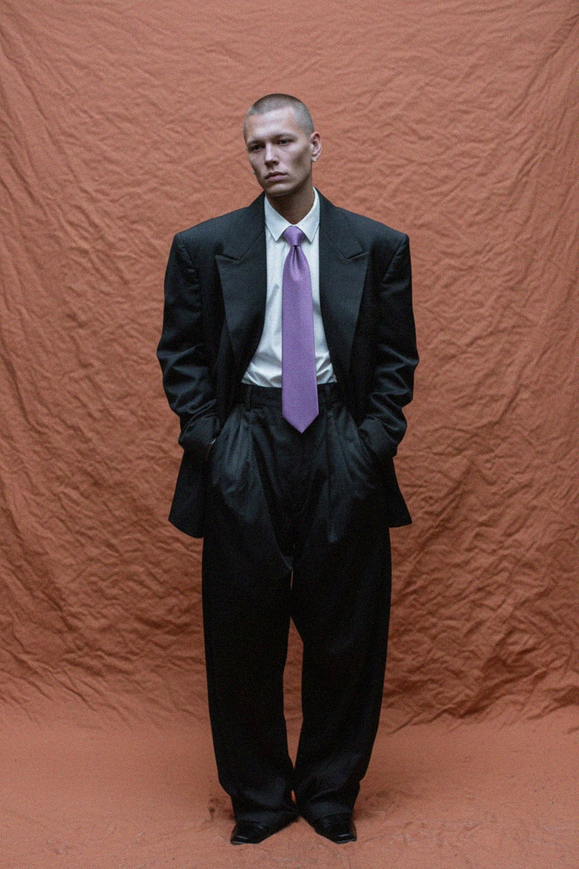 Elegant Purple Textured Necktie photo 2