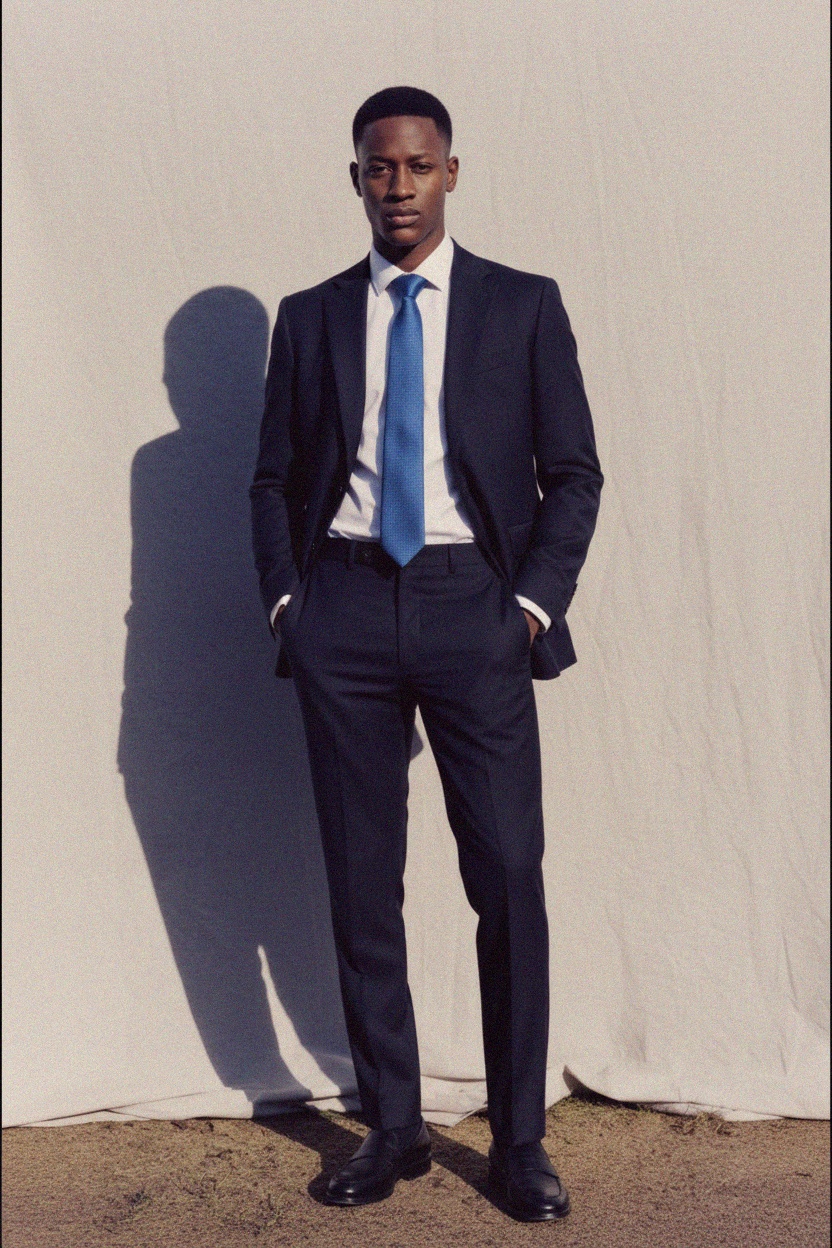 Elegant Blue Textured Necktie photo 2