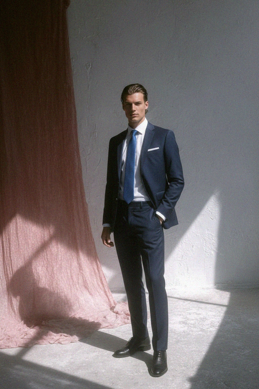 Elegant Blue Textured Necktie photo 3