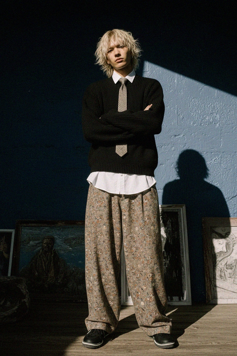 Brown Check Pattern Tie photo 3