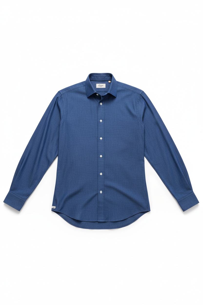 Classic Blue Button-Down Long-Sleeve Shirt photo 1