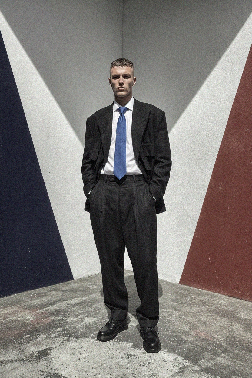 Classic Blue Textured Tie photo 2