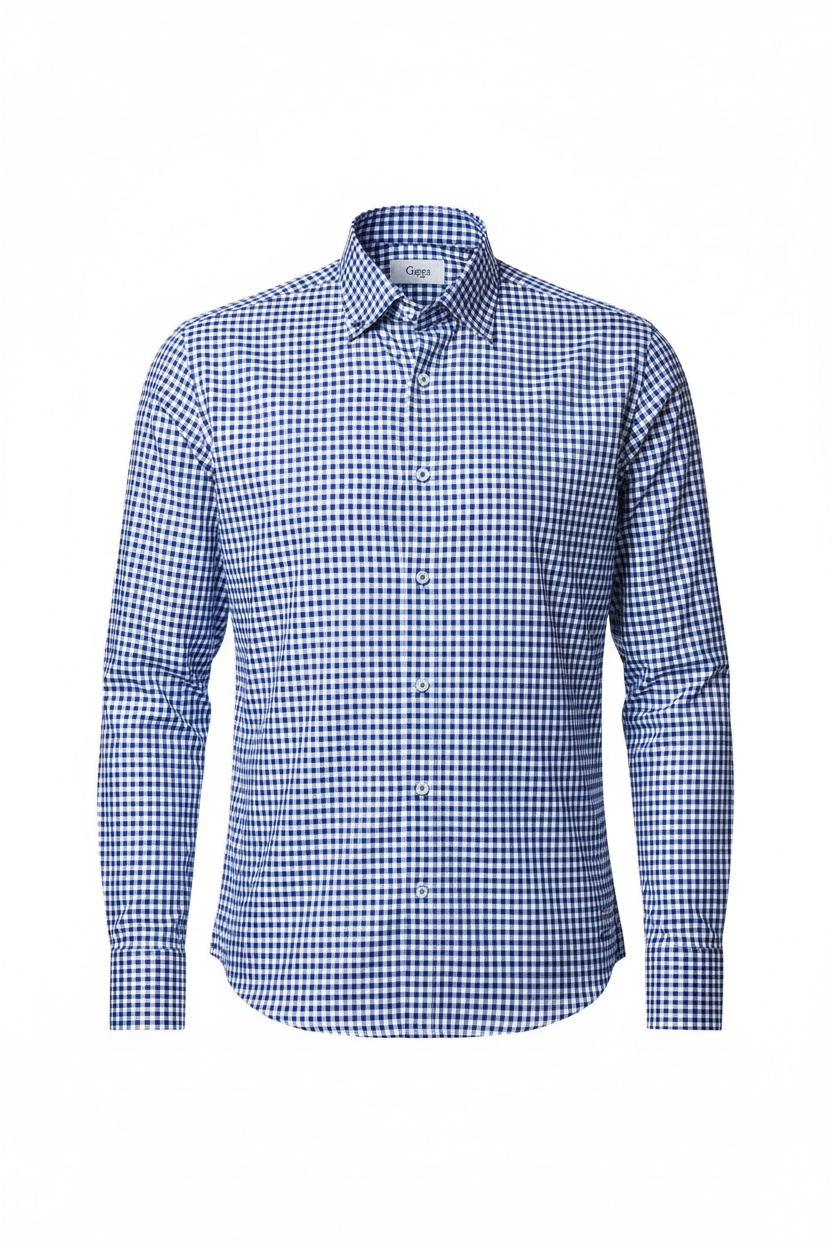 Classic Blue Gingham Check Button-Down Shirt photo 1