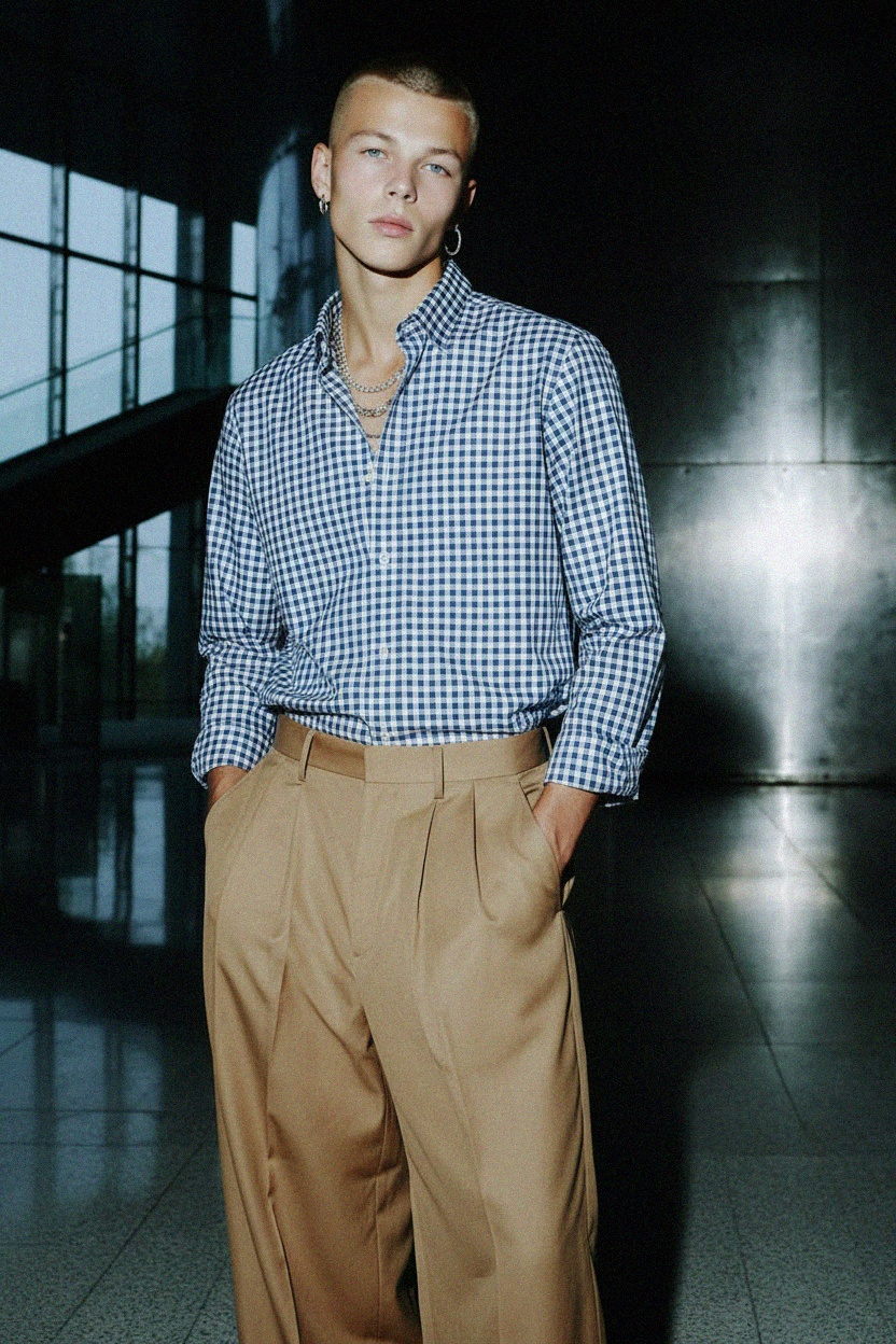 Classic Blue Gingham Check Button-Down Shirt photo 3