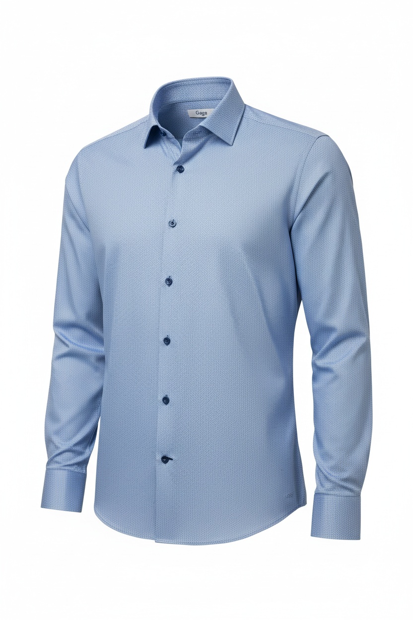 Blue Patterned Slim Fit Long Sleeve Shirt photo 1