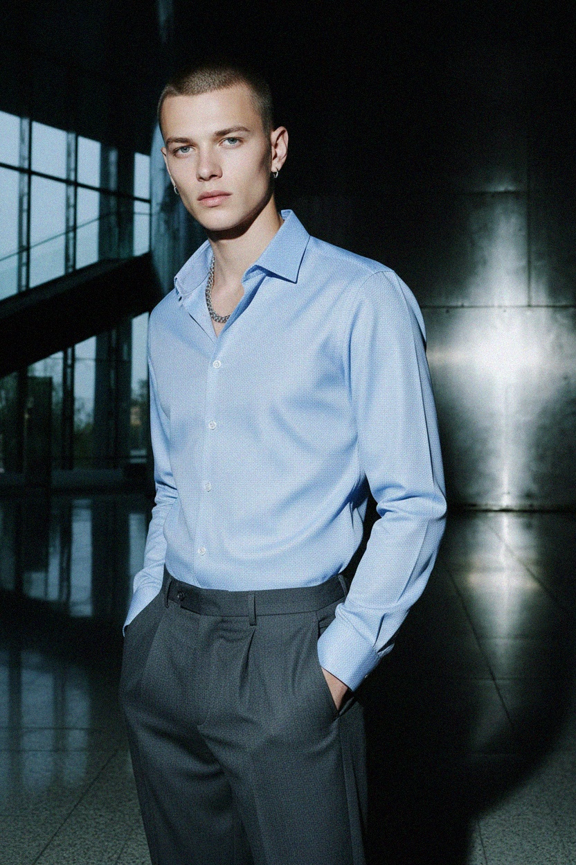 Fitted Blue Dress Shirt photo 2