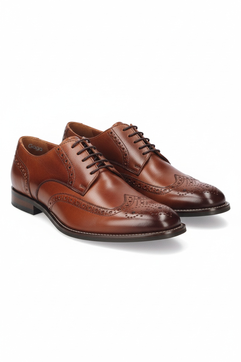 Classic Brown Leather Brogue Derby Shoes photo 1