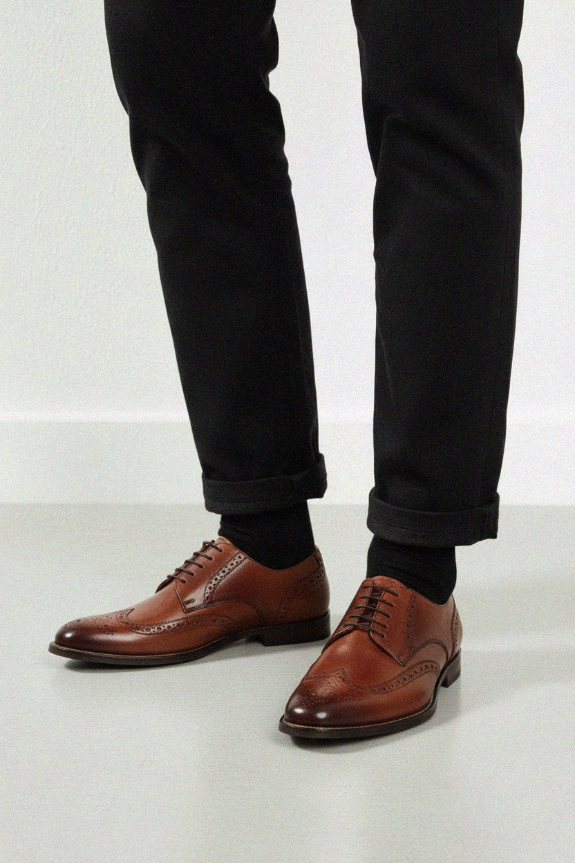 Classic Brown Leather Brogue Derby Shoes photo 2