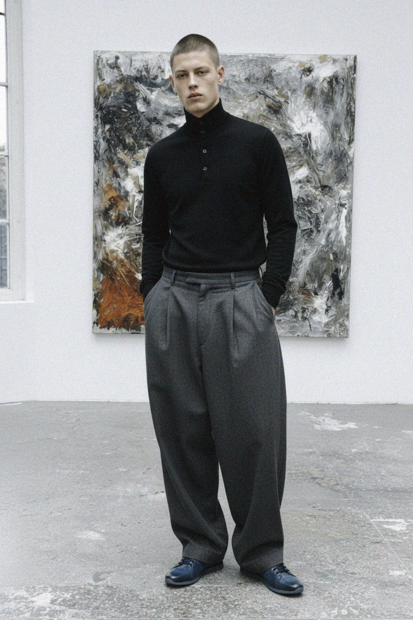 Refined Blue Leather Lace-Up Sneakers photo 3