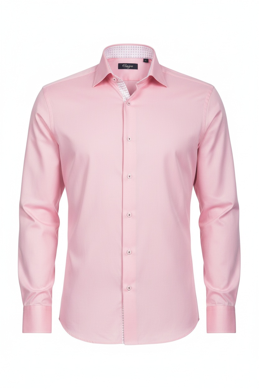 Classic Pink Long Sleeve Button-Up Shirt photo 1