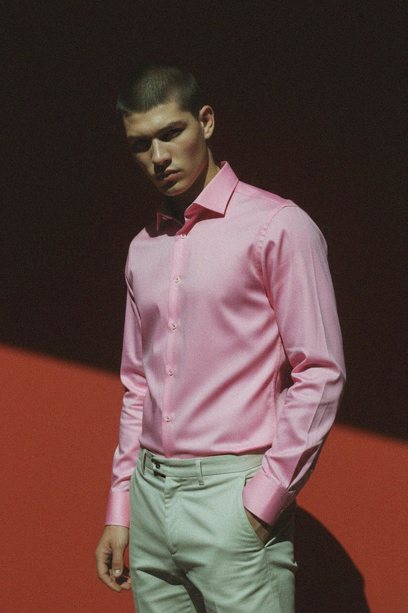 Classic Pink Long Sleeve Button-Up Shirt photo 2