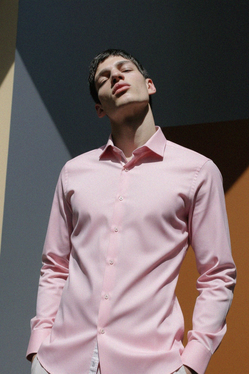 Classic Pink Long Sleeve Button-Up Shirt photo 3